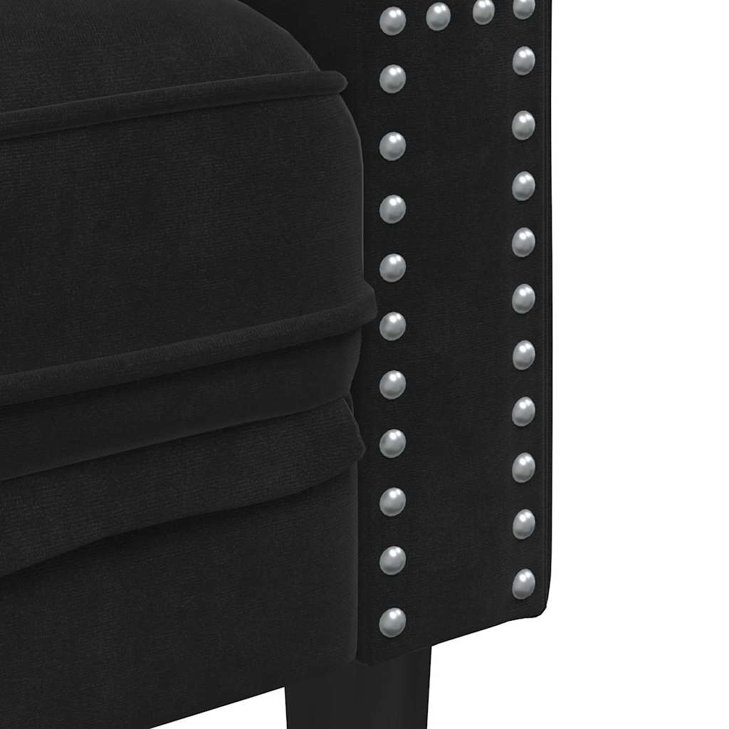 vidaXL Sofa Czarny 74,5 x 71 x 70,5 cm Aksamit