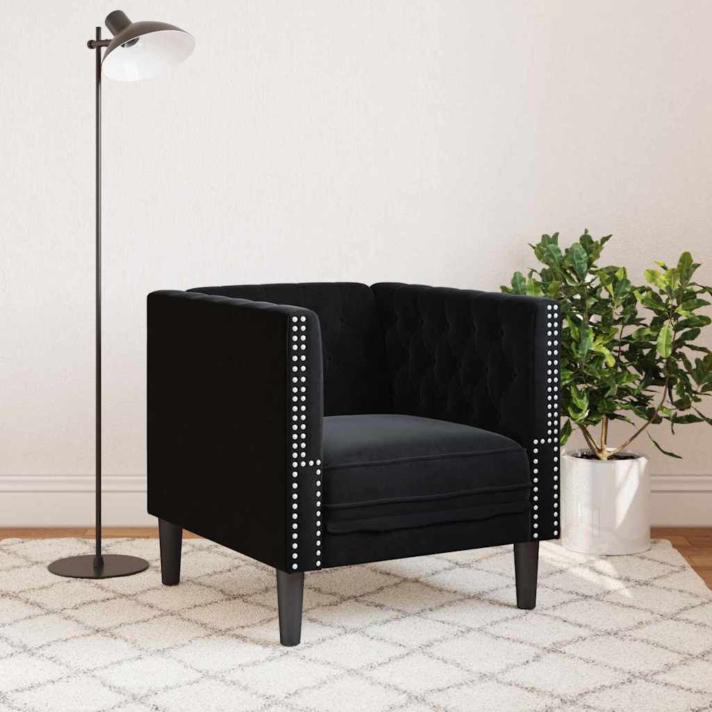 vidaXL Sofa Czarny 74,5 x 71 x 70,5 cm Aksamit