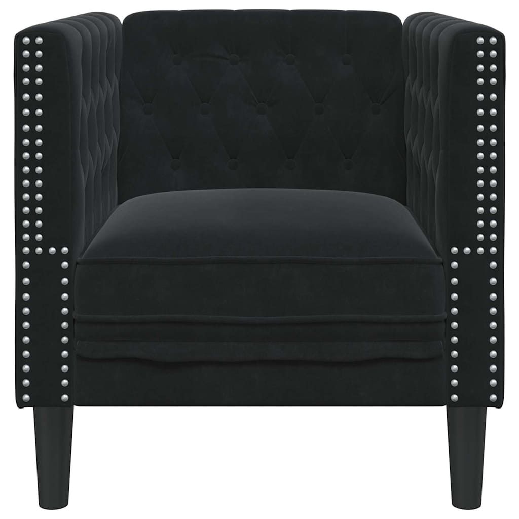 vidaXL Sofa Czarny 74,5 x 71 x 70,5 cm Aksamit