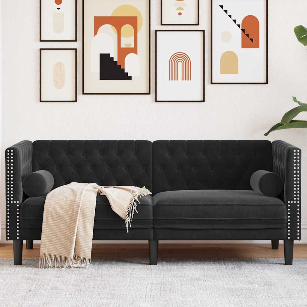 vidaXL Sofa Czarny 174 x 74,5 x 70,5 cm Aksamit