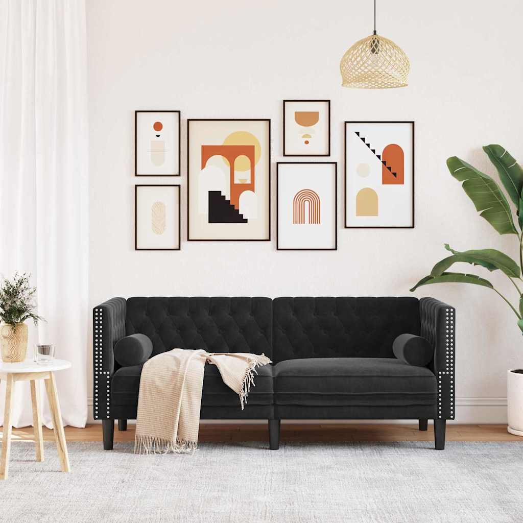 vidaXL Sofa Czarny 174 x 74,5 x 70,5 cm Aksamit