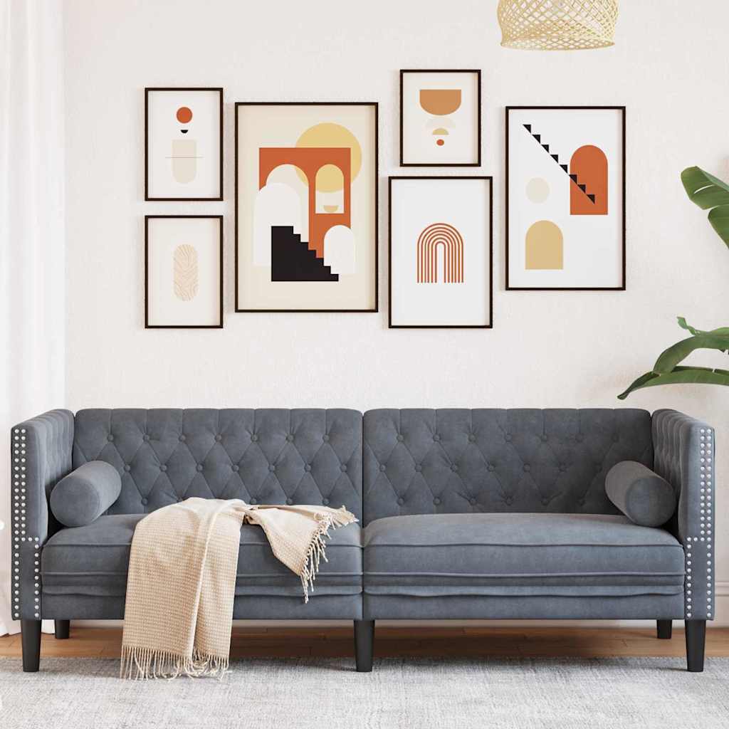 vidaXL Sofa Ciemnoszary 194 x 74,5 x 70,5 cm Aksamit