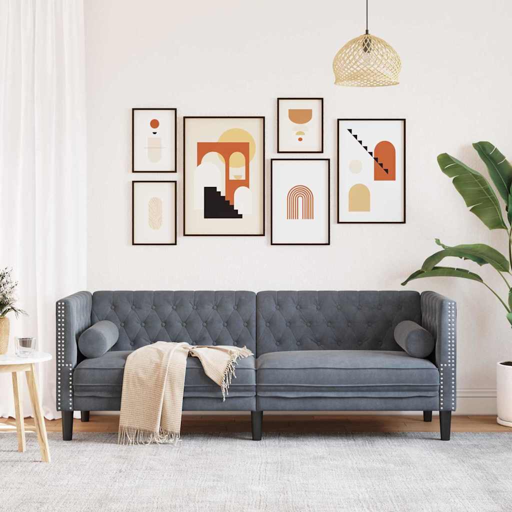 vidaXL Sofa Ciemnoszary 194 x 74,5 x 70,5 cm Aksamit