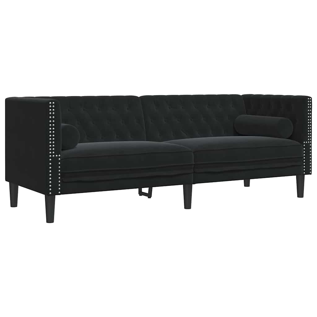 vidaXL Sofa Czarny 194 x 74,5 x 70,5 cm Aksamit