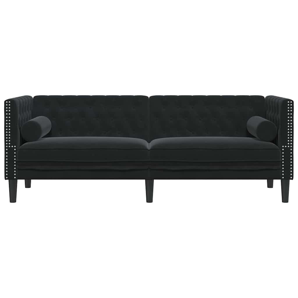 vidaXL Sofa Czarny 194 x 74,5 x 70,5 cm Aksamit