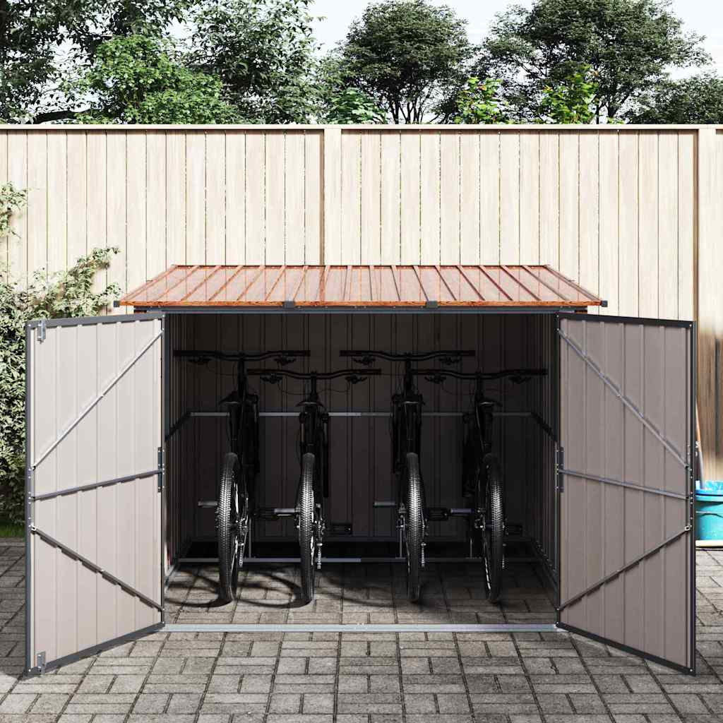 vidaXL Shed na rower 3 pcs Brązowy 216 x 207 x 158 cm Metal