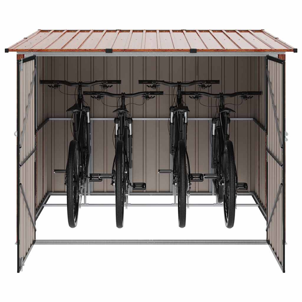vidaXL Shed na rower 3 pcs Brązowy 216 x 207 x 158 cm Metal