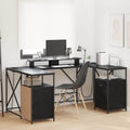vidaXL Biurko Czarny Dąb 182 x 101 x 87,5 cm Materiał drewnopochodny