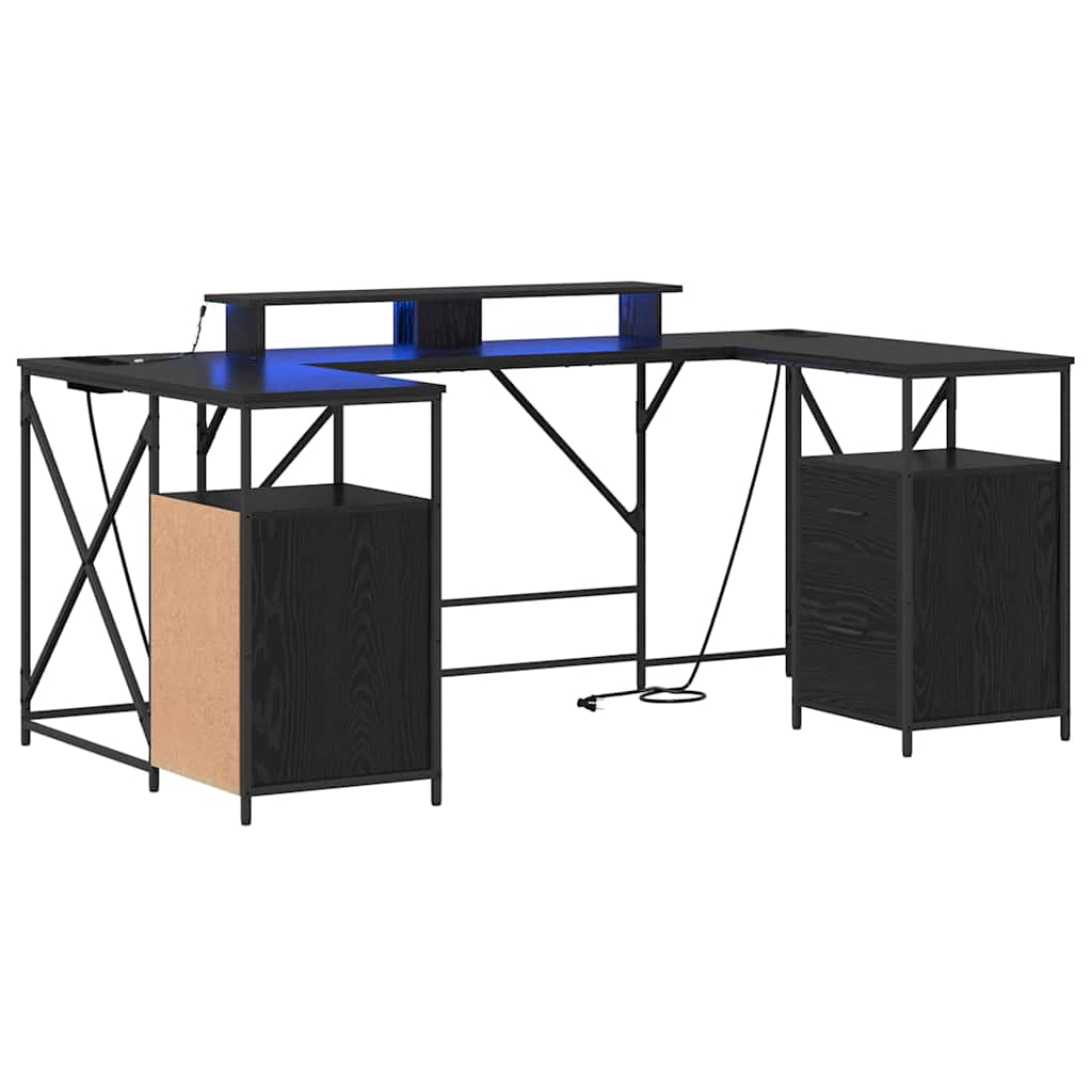 vidaXL Biurko Czarny Dąb 182 x 101 x 87,5 cm Materiał drewnopochodny