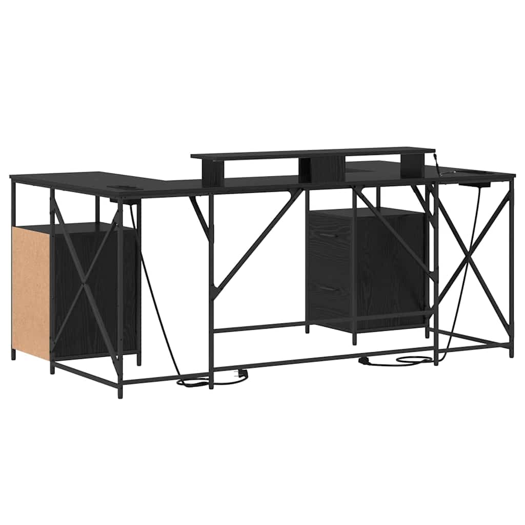 vidaXL Biurko Czarny Dąb 182 x 101 x 87,5 cm Materiał drewnopochodny