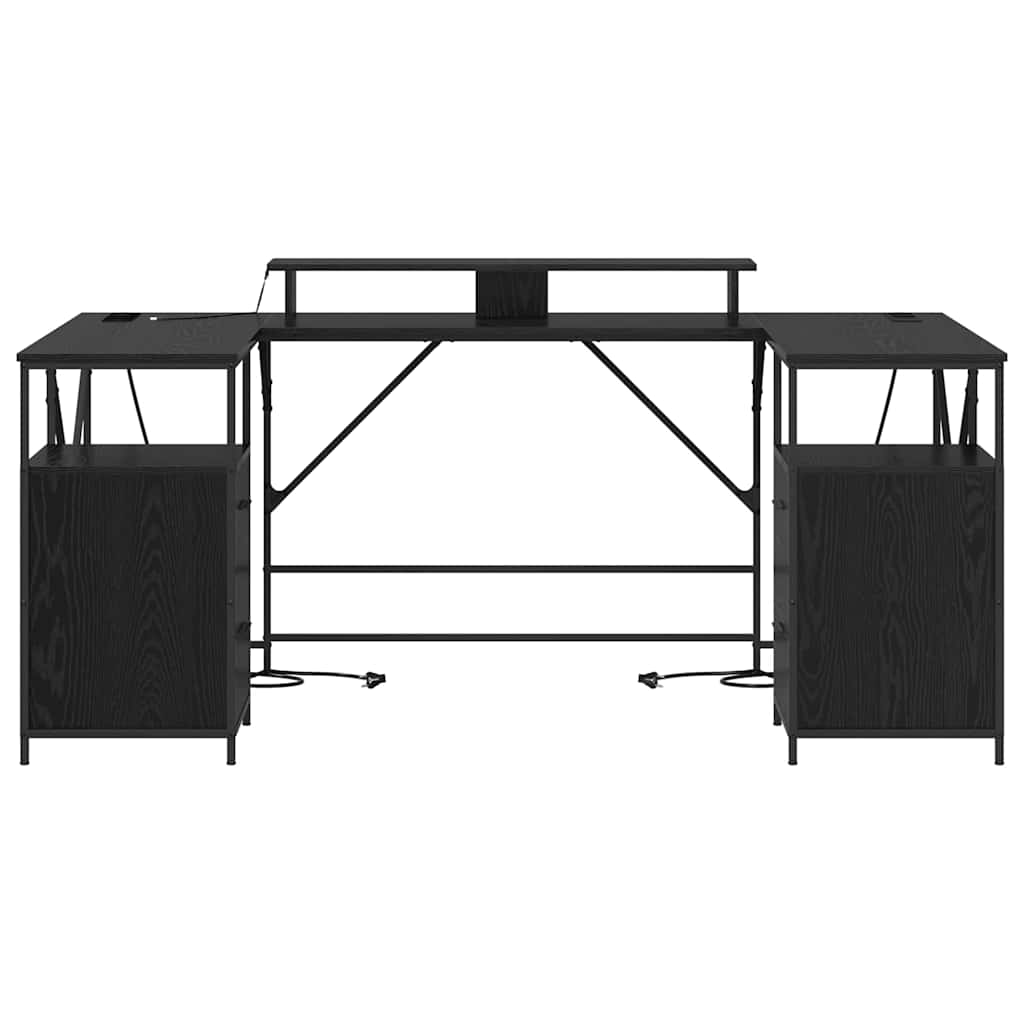vidaXL Biurko Czarny Dąb 182 x 101 x 87,5 cm Materiał drewnopochodny