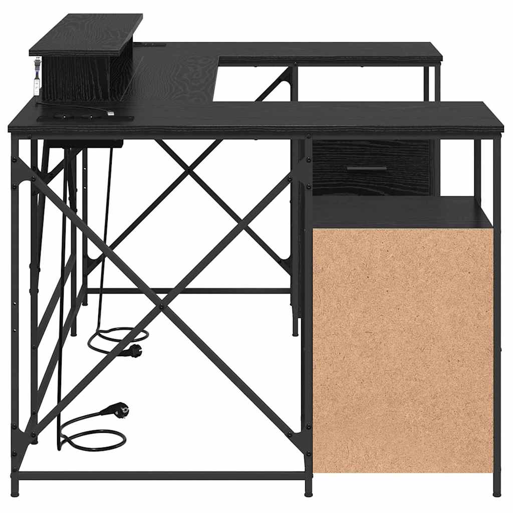 vidaXL Biurko Czarny Dąb 182 x 101 x 87,5 cm Materiał drewnopochodny