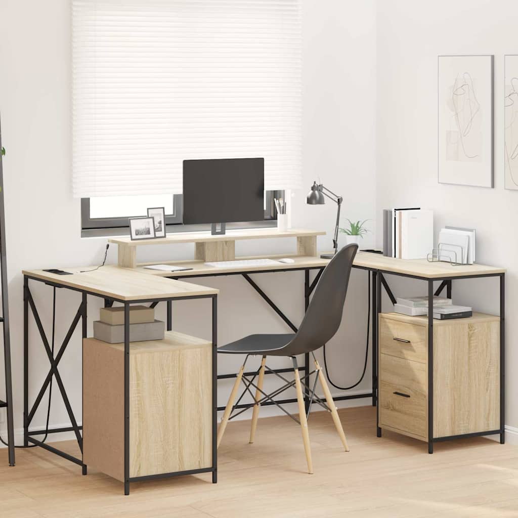 vidaXL Biurko Dąb Sonoma 182 x 101 x 87,5 cm Materiał drewnopochodny