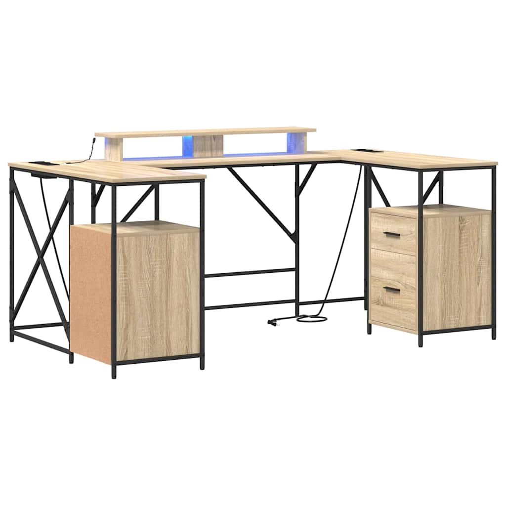 vidaXL Biurko Dąb Sonoma 182 x 101 x 87,5 cm Materiał drewnopochodny