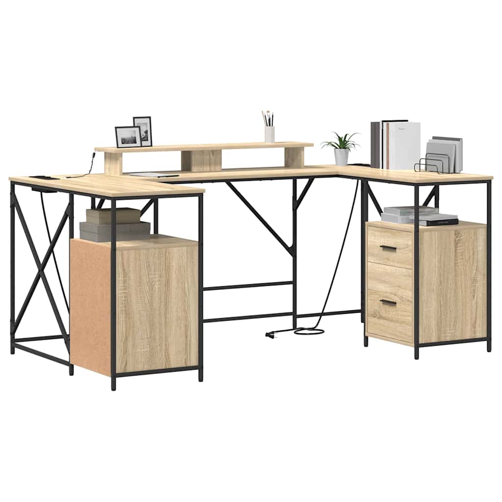 vidaXL Biurko Dąb Sonoma 182 x 101 x 87,5 cm Materiał drewnopochodny