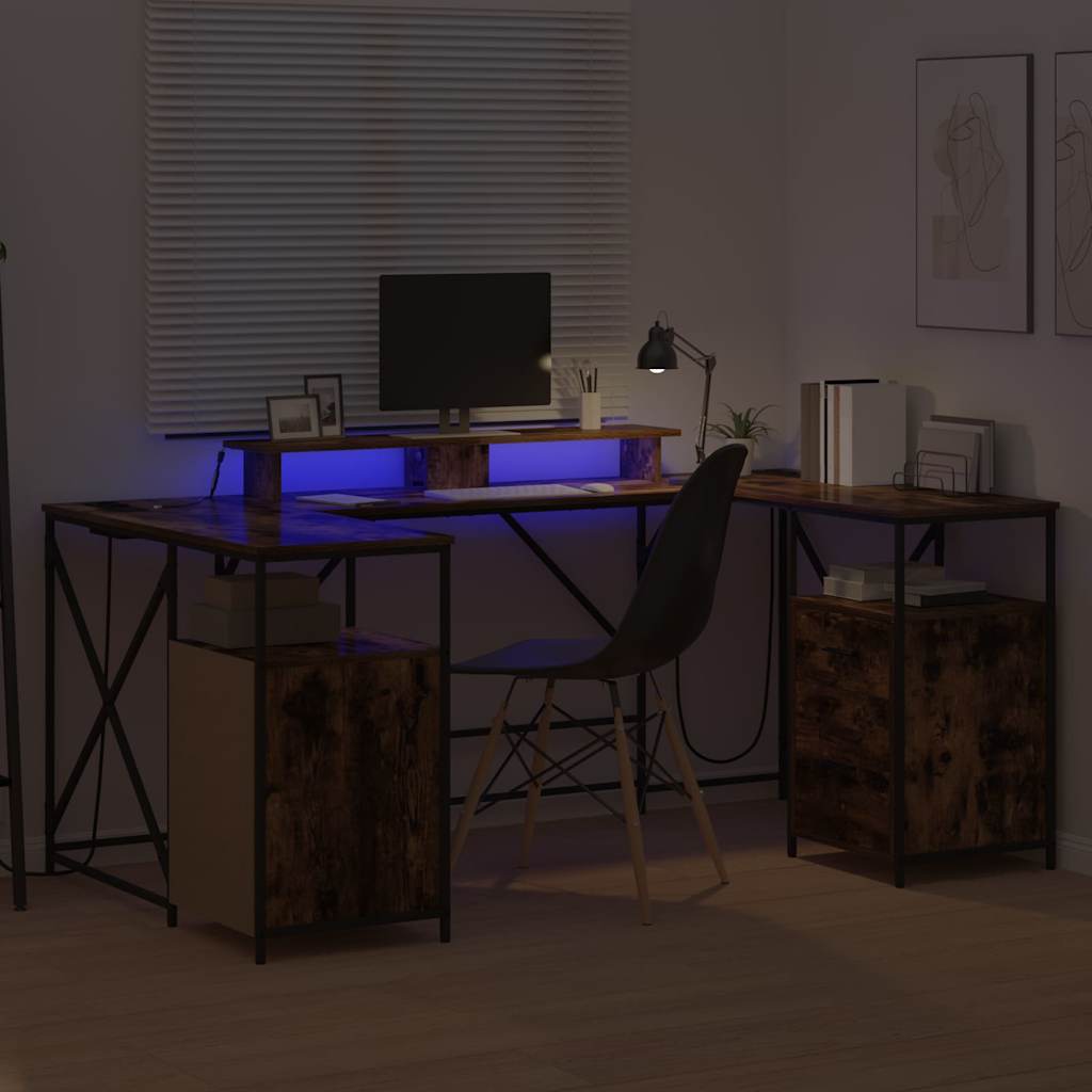 vidaXL Biurko Dąb wędzony 182 x 101 x 87,5 cm Materiał drewnopochodny