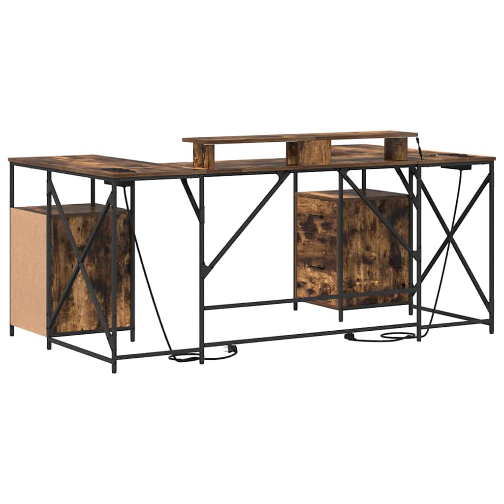 vidaXL Biurko Dąb wędzony 182 x 101 x 87,5 cm Materiał drewnopochodny