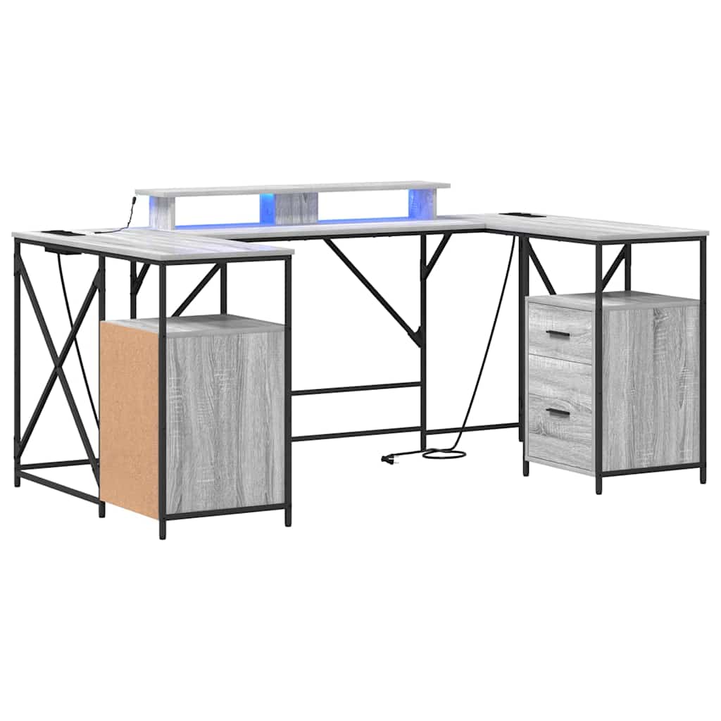 vidaXL Biurko Szary Sonoma 182 x 101 x 87,5 cm Materiał drewnopochodny