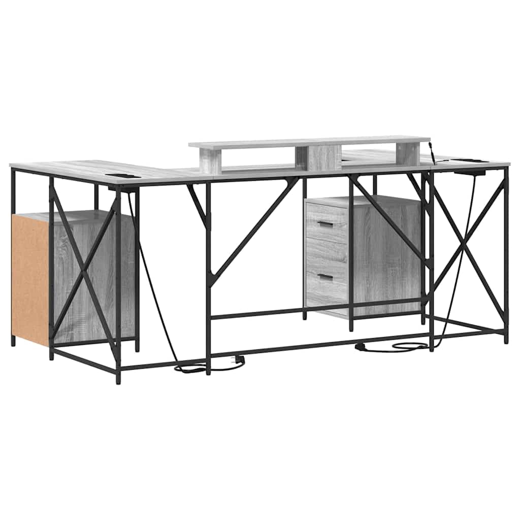 vidaXL Biurko Szary Sonoma 182 x 101 x 87,5 cm Materiał drewnopochodny