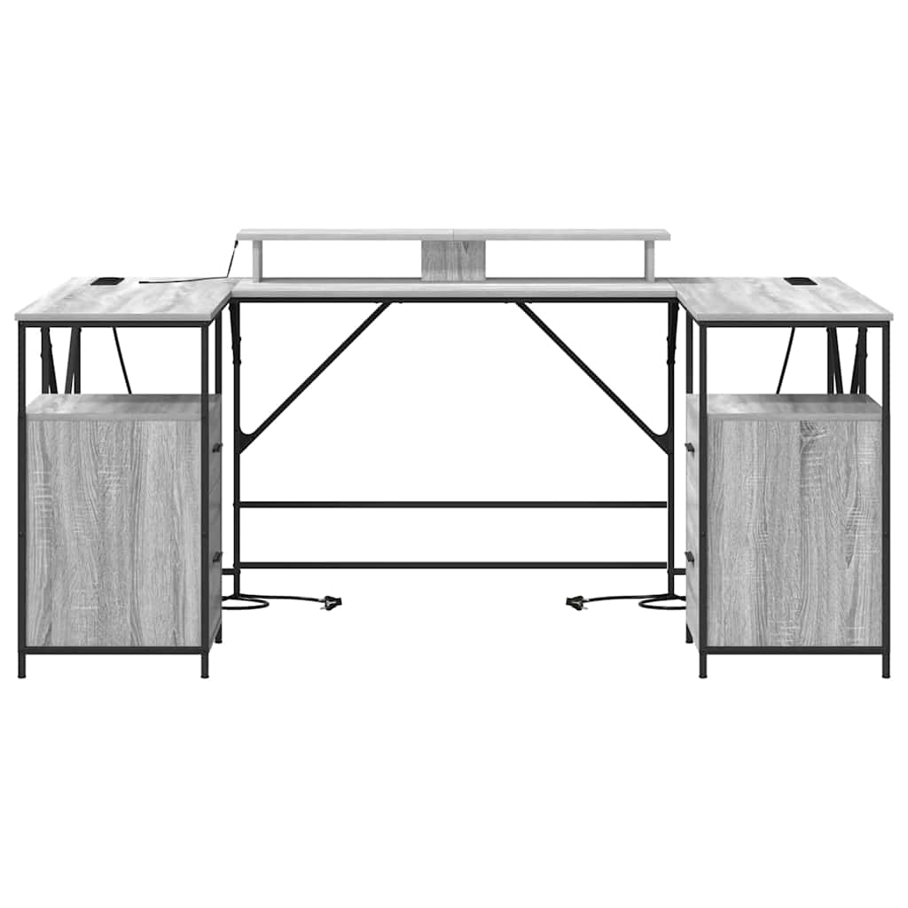 vidaXL Biurko Szary Sonoma 182 x 101 x 87,5 cm Materiał drewnopochodny