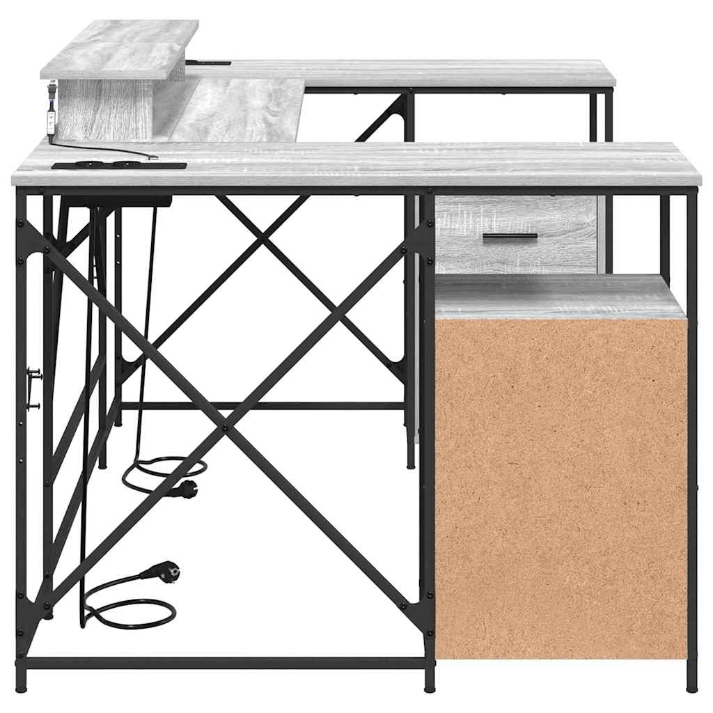 vidaXL Biurko Szary Sonoma 182 x 101 x 87,5 cm Materiał drewnopochodny