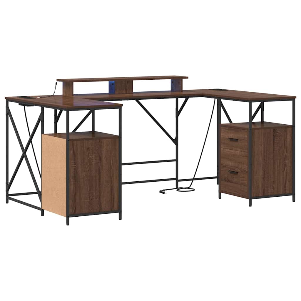 vidaXL Biurko Brązowy dąb 182 x 101 x 87,5 cm Materiał drewnopochodny