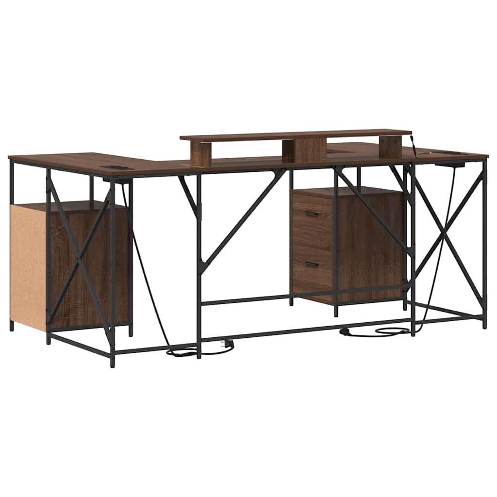 vidaXL Biurko Brązowy dąb 182 x 101 x 87,5 cm Materiał drewnopochodny