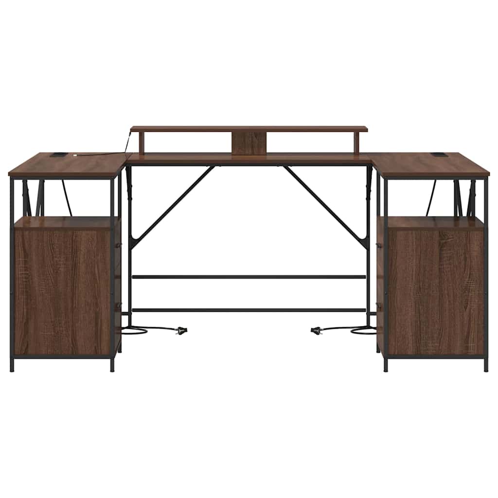 vidaXL Biurko Brązowy dąb 182 x 101 x 87,5 cm Materiał drewnopochodny