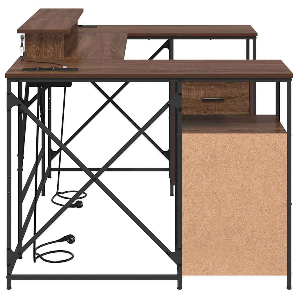 vidaXL Biurko Brązowy dąb 182 x 101 x 87,5 cm Materiał drewnopochodny