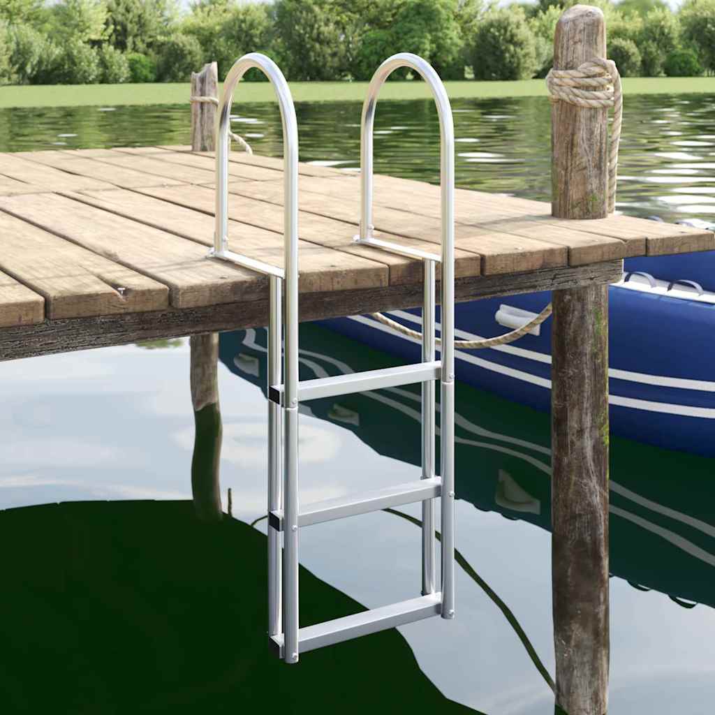 vidaXL Drabinka dokowa 3-stopniowa Srebrny 45 x 11,5 x 134 cm