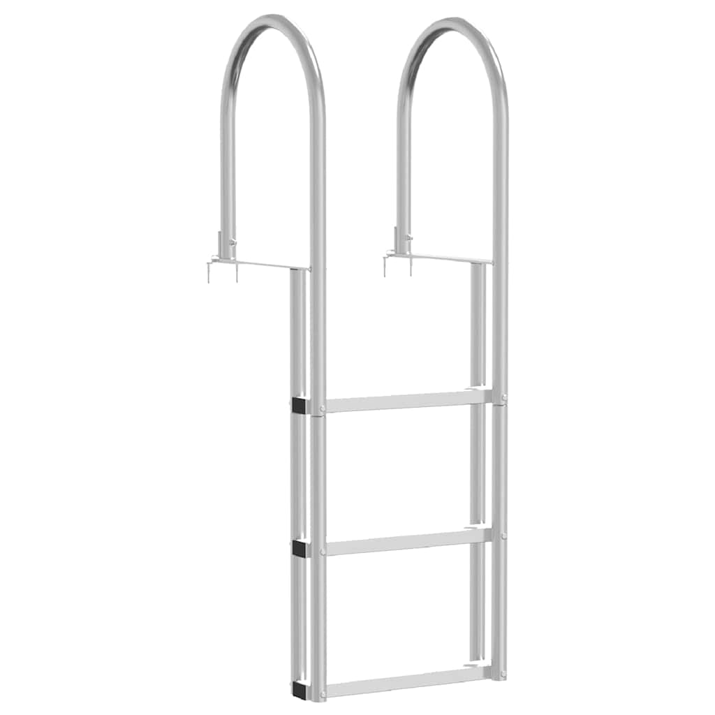 vidaXL Drabinka dokowa 3-stopniowa Srebrny 45 x 11,5 x 134 cm