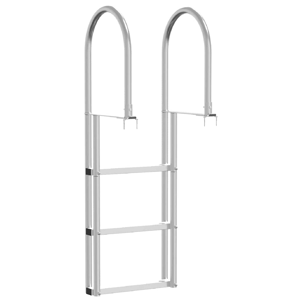 vidaXL Drabinka dokowa 3-stopniowa Srebrny 45 x 11,5 x 134 cm