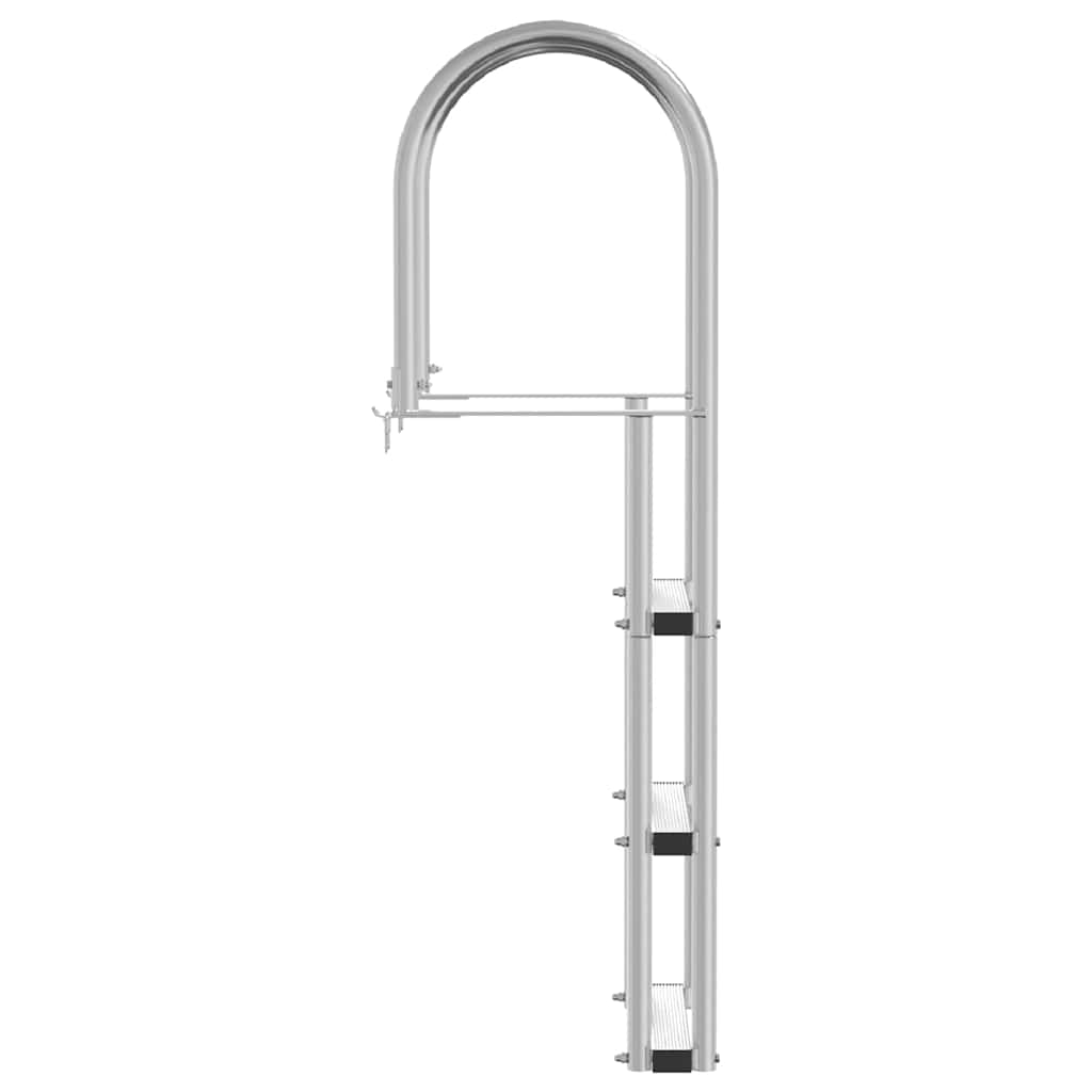 vidaXL Drabinka dokowa 3-stopniowa Srebrny 45 x 11,5 x 134 cm
