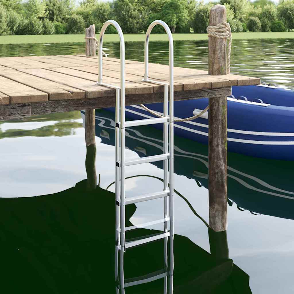 vidaXL Drabinka dokowa 4-stopniowa Srebrny 45 ×11,5 ×162 cm Aluminium