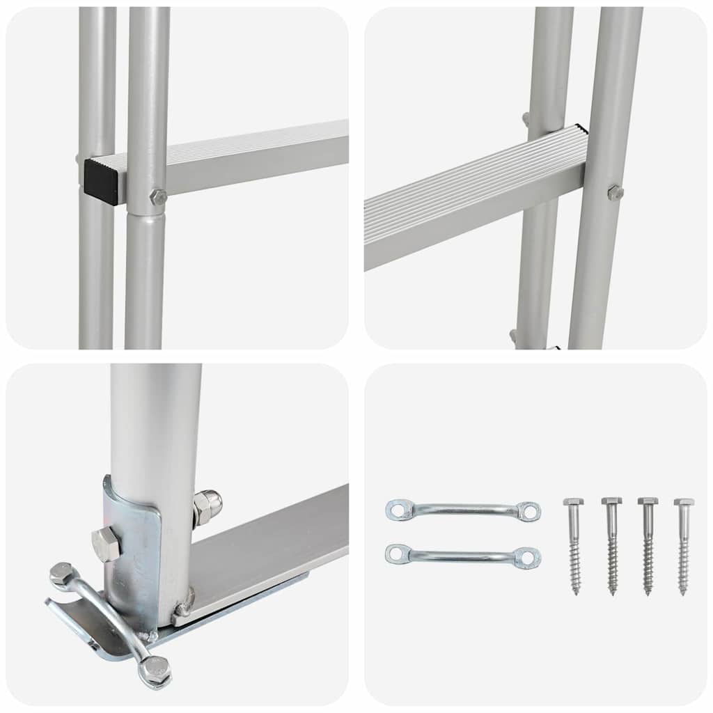 vidaXL Drabinka dokowa 5-stopniowa Srebrny 45 ×11,5 ×190 cm Aluminium