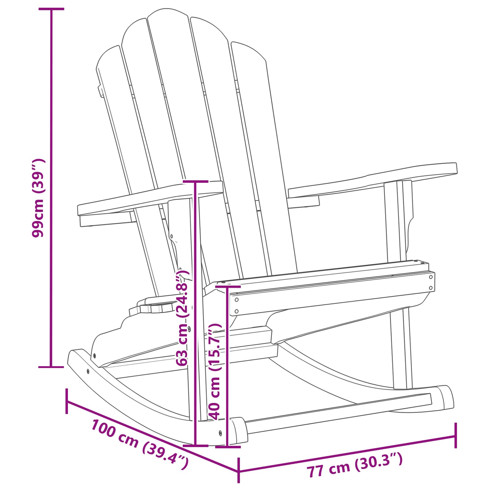 vidaXL Fotel bujany Adirondack 2 szt. Brązowy Lite drewno tekowe