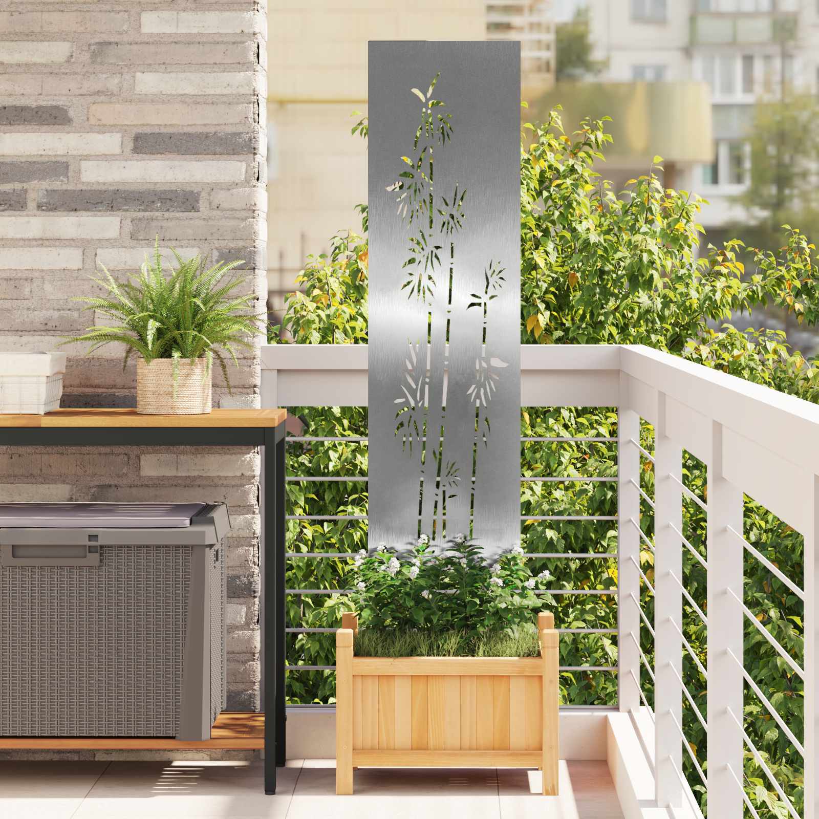 vidaXL Ekran zapewniający prywatność w ogrodzie Srebrny 32 x 140 cm