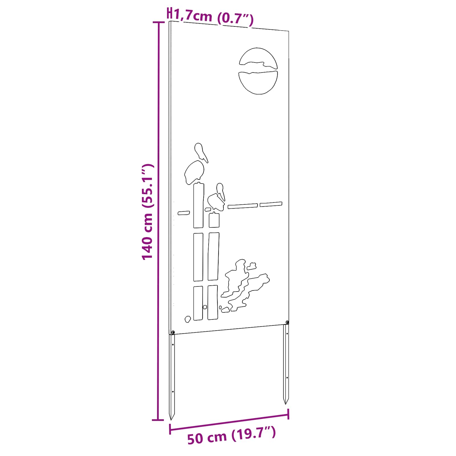 vidaXL Ekran zapewniający prywatność w ogrodzie Czarny 50 x 140 cm