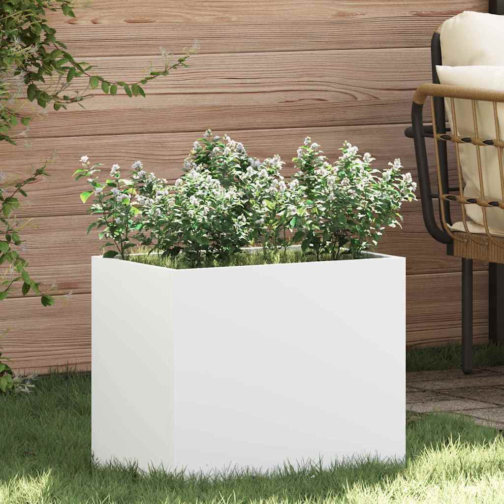 vidaXL Doniczka ogrodowa Biały 50 x 32 x 40 cm Stal zimnogięta