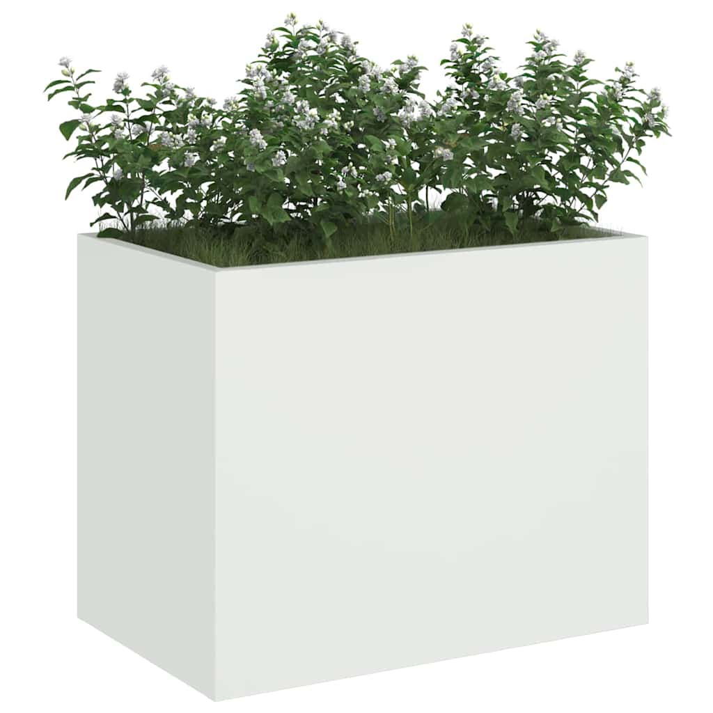 vidaXL Doniczka ogrodowa Biały 50 x 32 x 40 cm Stal zimnogięta