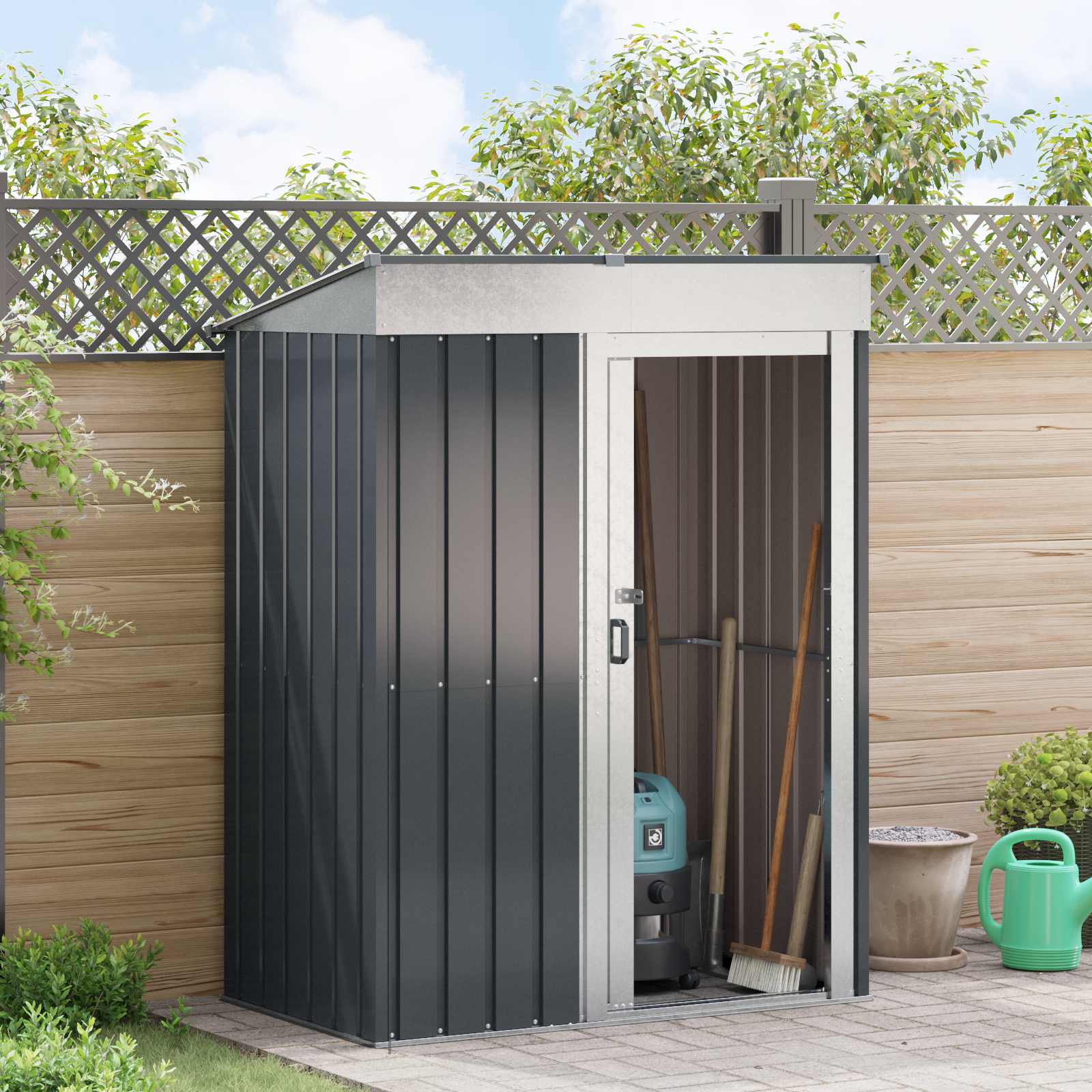 vidaXL Schowki ogrodowe Antracyt 137 x 81 x 180 cm Metal