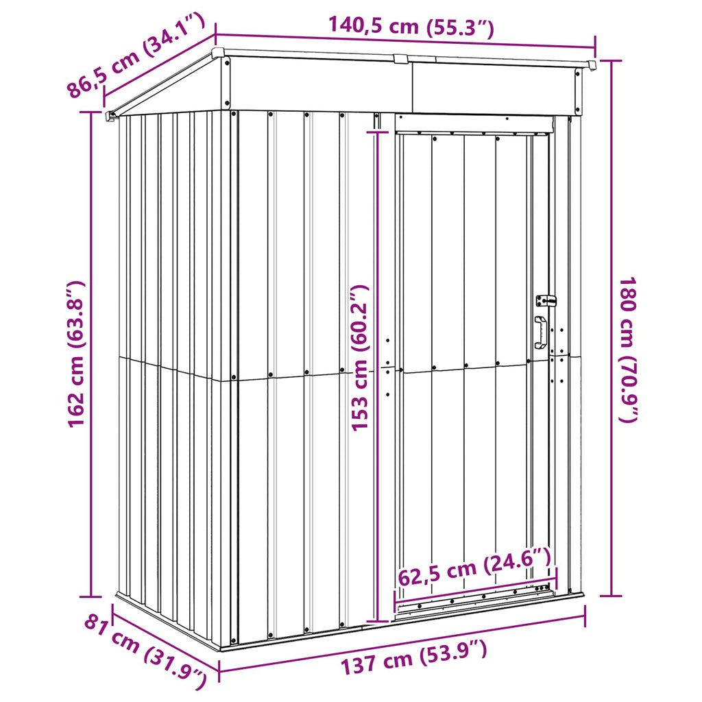 vidaXL Schowki ogrodowe Antracyt 137 x 81 x 180 cm Metal