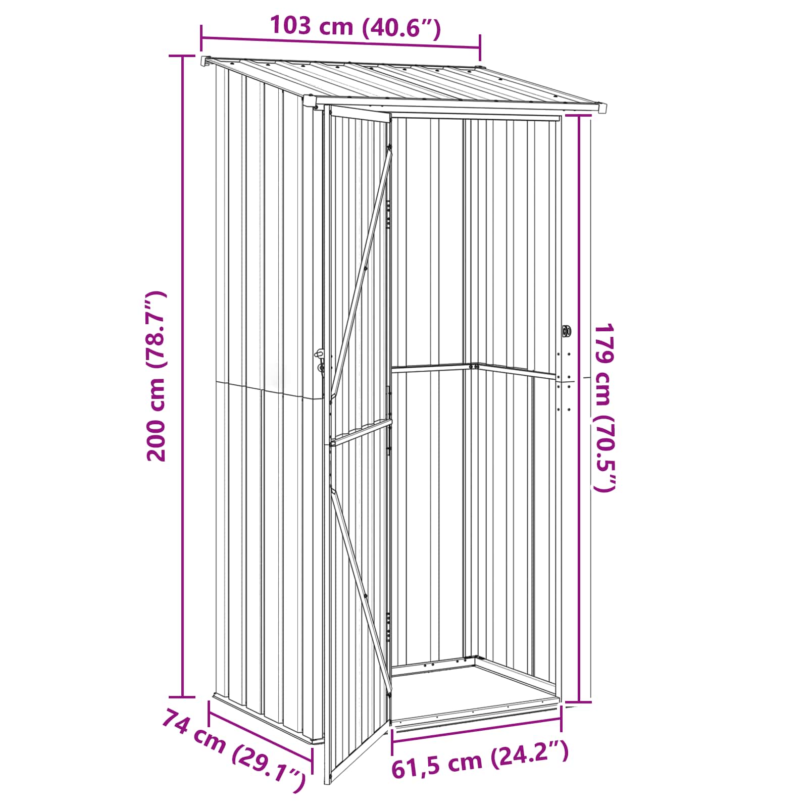 vidaXL Schowki ogrodowe Antracyt 103 x 74 x 200 cm Metal