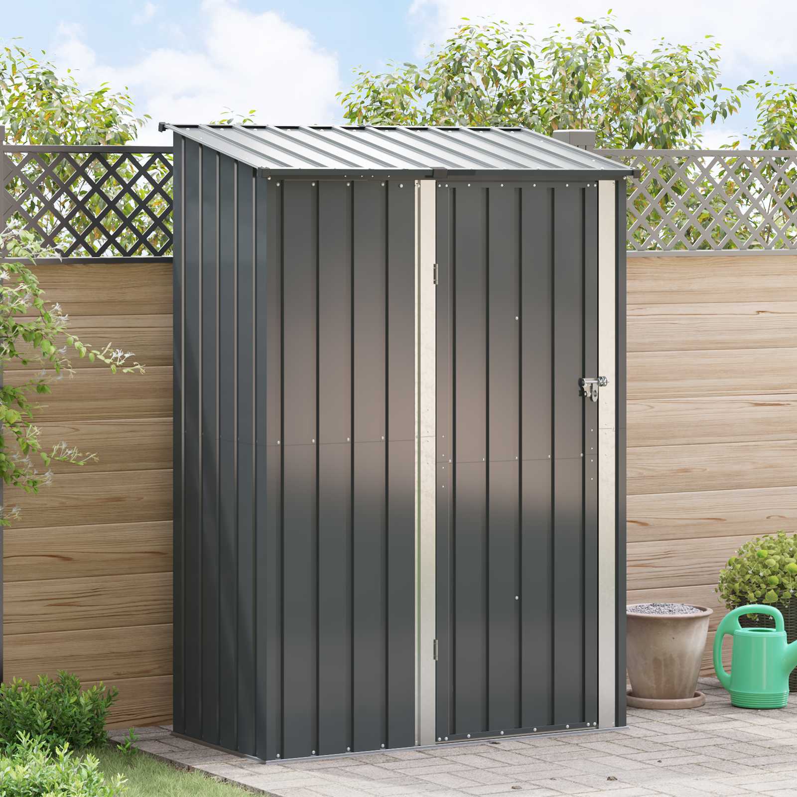 vidaXL Schowki ogrodowe Antracyt 140,5 x 74 x 200 cm Metal