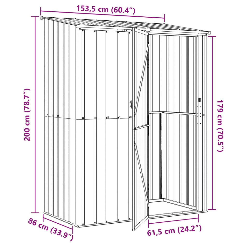 vidaXL Schowki ogrodowe Antracyt 153,5 x 86 x 200 cm Metal