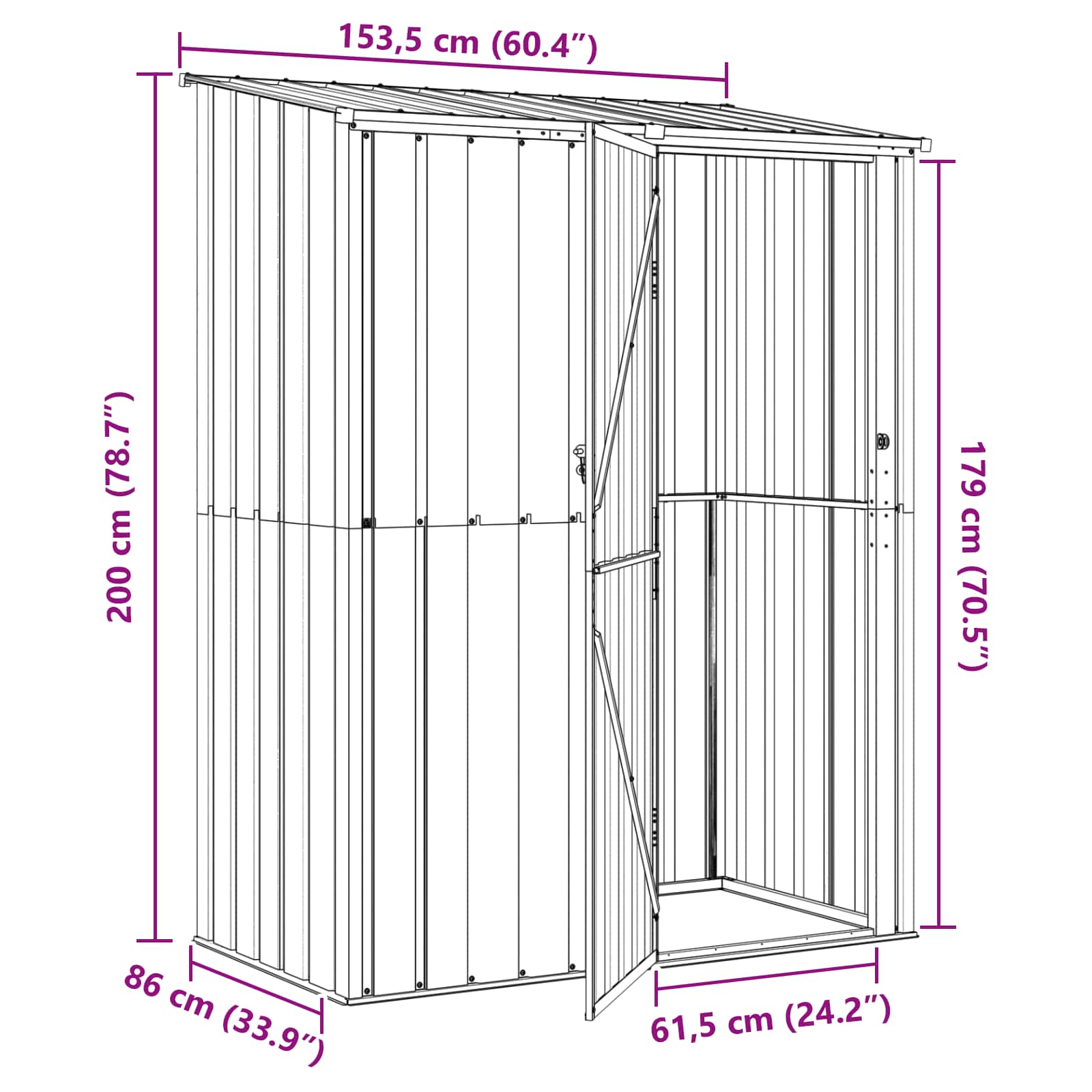 vidaXL Schowki ogrodowe Antracyt 153,5 x 86 x 200 cm Metal