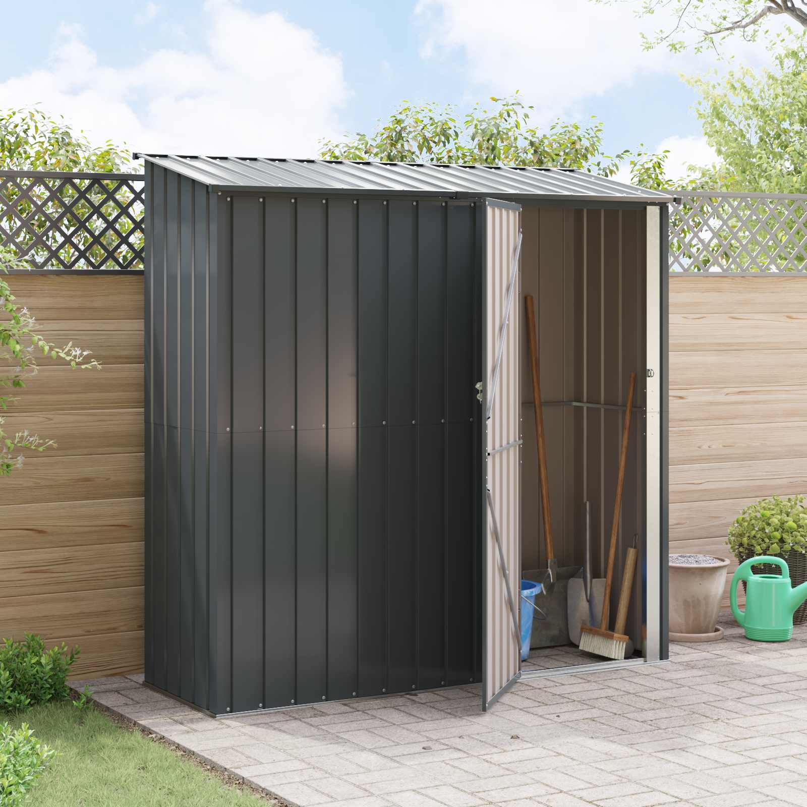 vidaXL Schowki ogrodowe Antracyt 203,5 x 73 x 200 cm Metal
