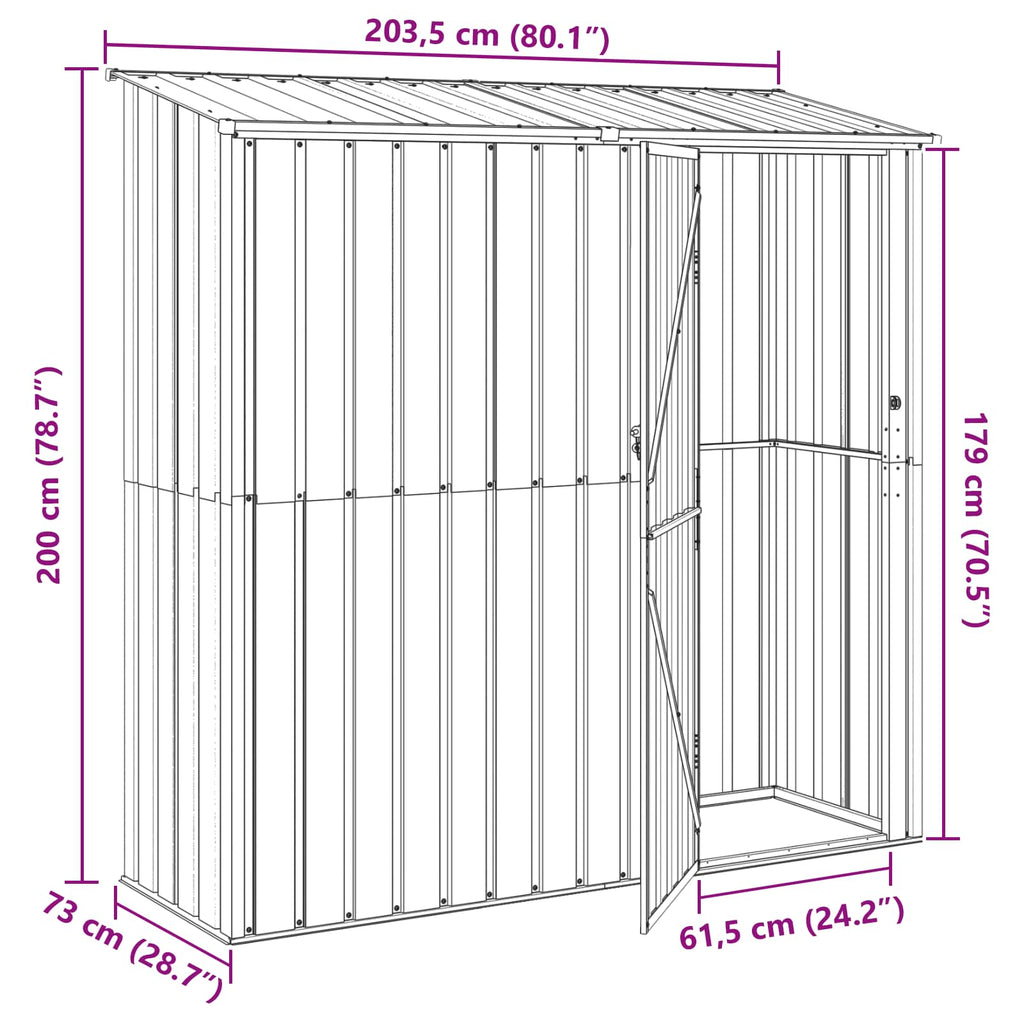 vidaXL Schowki ogrodowe Antracyt 203,5 x 73 x 200 cm Metal