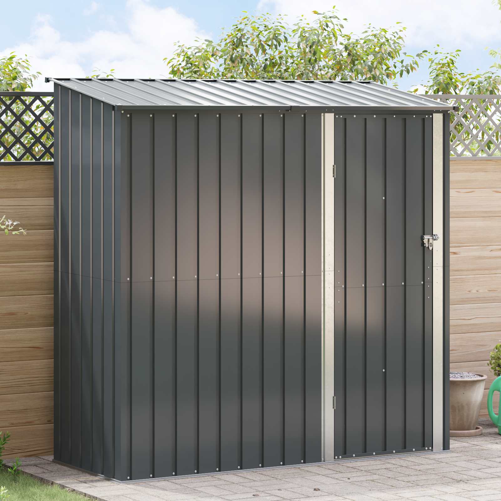 vidaXL Schowki ogrodowe Antracyt 203 x 85,5 x 200 cm Metal