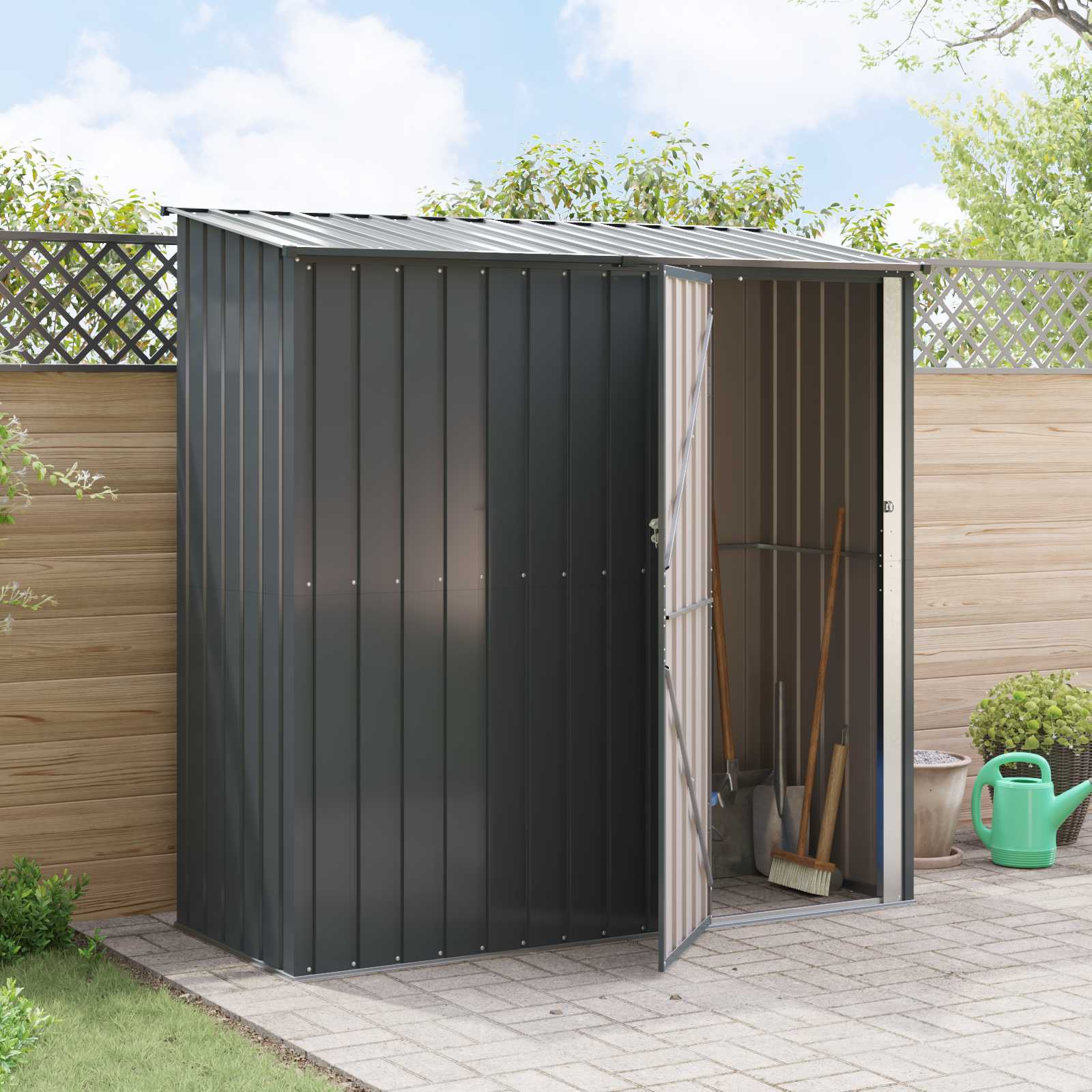 vidaXL Schowki ogrodowe Antracyt 203 x 85,5 x 200 cm Metal